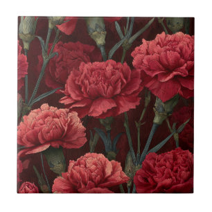 Boho Botanical Carnation Tiles For Spa-Style