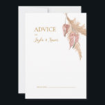 Boho Botanical | Dusty Rose Wedding Advice Card<br><div class="desc">This boho botanical | dusty rose wedding advice card is perfect for your elegant rustic floral, green, peach, rose gold wedding. Design features a gold frame or bouquet with modern blush pink pampas grass, simple sage, ivory, champagne palm leaf, and classic beach greenery. The flowers may include pink rose and...</div>