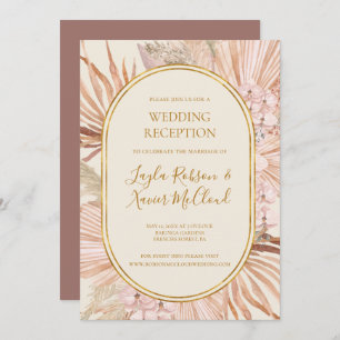 Boho Botanical   Dusty Rose Wedding Reception Invitation