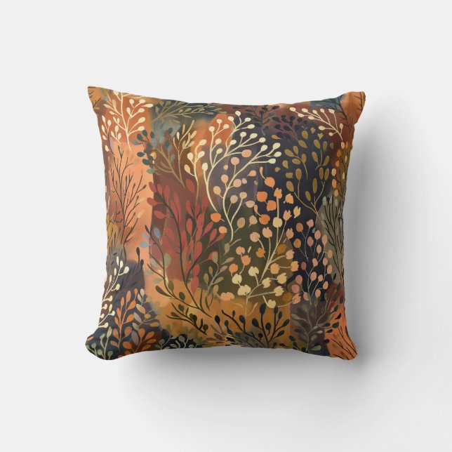 Boho Botanical Earthy Floral Cushion (Front)
