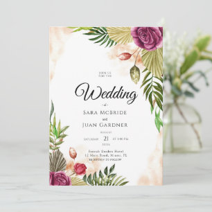 Boho Botanical Elegance Wedding Invitation