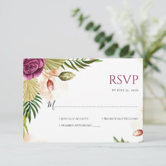 Boho Botanical Elegance Wedding RSVP Card