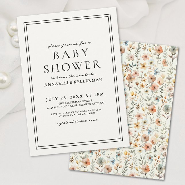 Boho Botanical Elegant Wildflower Baby Shower Invitation (Boho Botanical Elegant Wildflower Baby Shower Invitation)