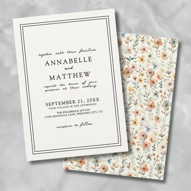 Boho Botanical Elegant Wildflower Wedding Invitation (Boho Botanical Elegant Wildflower Wedding Invitation)