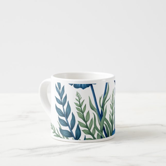 Boho Botanical Espresso Cup, Stylish Coffee Mug.  Cup (Front Left)