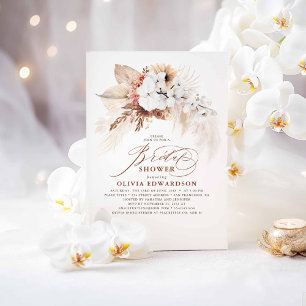 Boho Botanical Floral Terracotta Bridal Shower Invitation