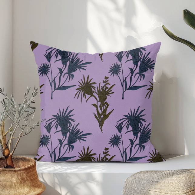Boho Botanical Flower Pattern Lavender Cushion (Creator Uploaded)