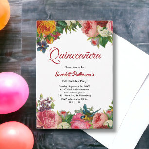Boho Botanical Garden Summer Floral Quinceanera Invitation