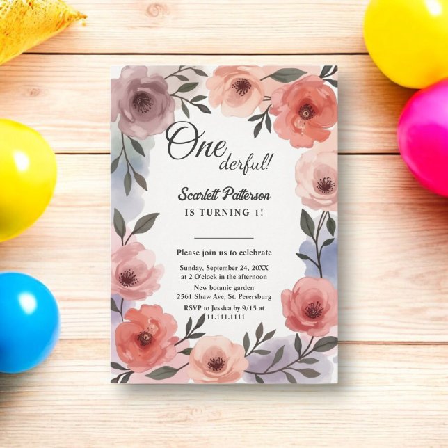 Boho Botanical Garden Watercolor Floral Birthday Invitation (Creator Uploaded)