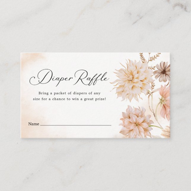 Boho Botanical Gender Neutral Diaper Raffle Ticket Enclosure Card (Front)