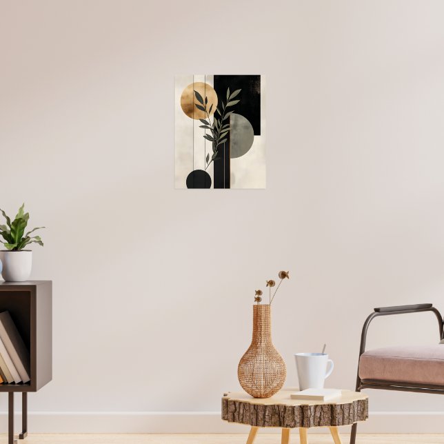 Boho Botanical Geometric Illustration Poster (Living Room 3)