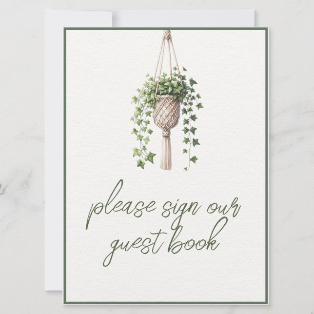 Boho Botanical Greenery Wedding Guestbook Sign (Front)