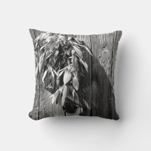 Boho botanical herb leaves Barnwood Twinkle Lights Cushion