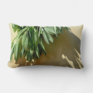 Boho botanical herb leaves lumbar cushion