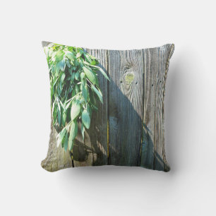 Boho botanical herb leaves rustic Barn-wood Cushion