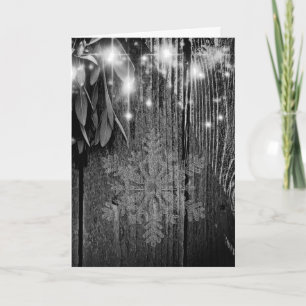 Boho botanical herb leaves rustic Barn-wood  Holiday Card