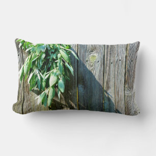 Boho botanical herb leaves rustic Barn-wood  Lumbar Cushion