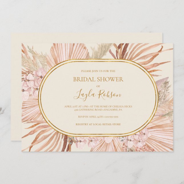 Boho Botanical | Ivory Horizontal Bridal Shower Invitation (Front/Back)