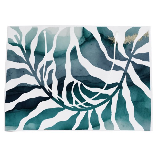 Boho Botanical Kelp Plant Watercolor Matisse Large Gift Bag (Front)