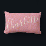 Boho Botanical Leaf Pattern in Pink Personalised   Lumbar Cushion<br><div class="desc">Boho Botanical Leaf Pattern in Pink Personalised Throw Pillow</div>