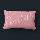 Boho Botanical Leaf Pattern in Pink Personalised   Lumbar Cushion<br><div class="desc">Boho Botanical Leaf Pattern in Pink Personalised Throw Pillow</div>