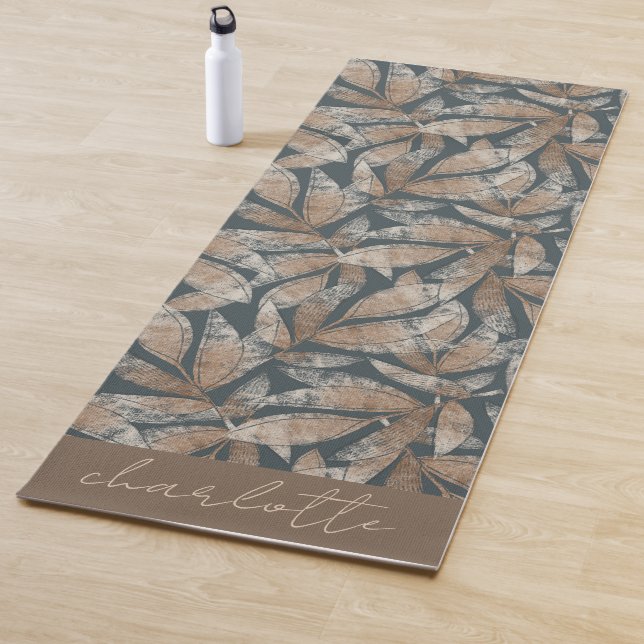 Boho Botanical Leaves Personalised  Yoga Mat (In Situ)