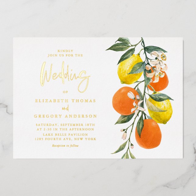 Boho Botanical Lemons and Oranges Garland Wedding (Front)