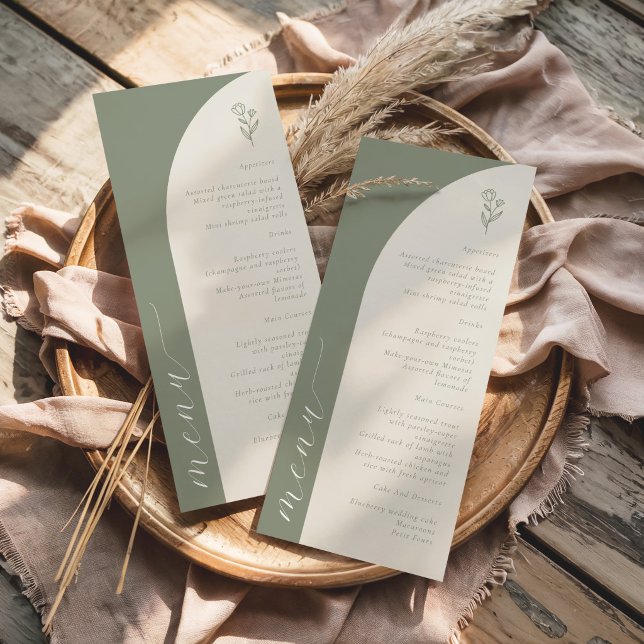 Boho Botanical Monogram Sage Green Wedding  Menu (Creator Uploaded)