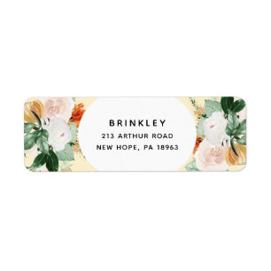 Boho Botanical Pastel Yellow Floral Return Address Label