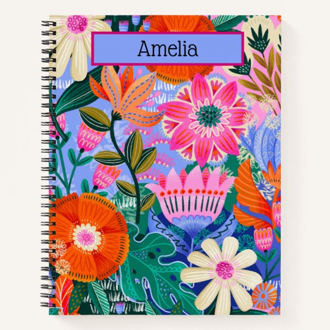 Boho Botanical personalised Spiral Notebook (Front)