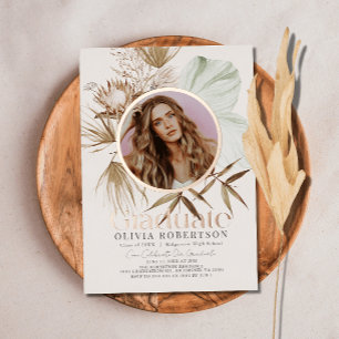Boho Botanical Reviera Earthy Photo Graduation