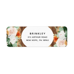 Boho Botanical Rustic Wood Floral Return Address Label