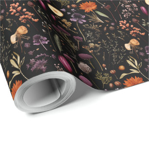 Boho Botanical Vintage Pressed Flowers Pattern Wrapping Paper