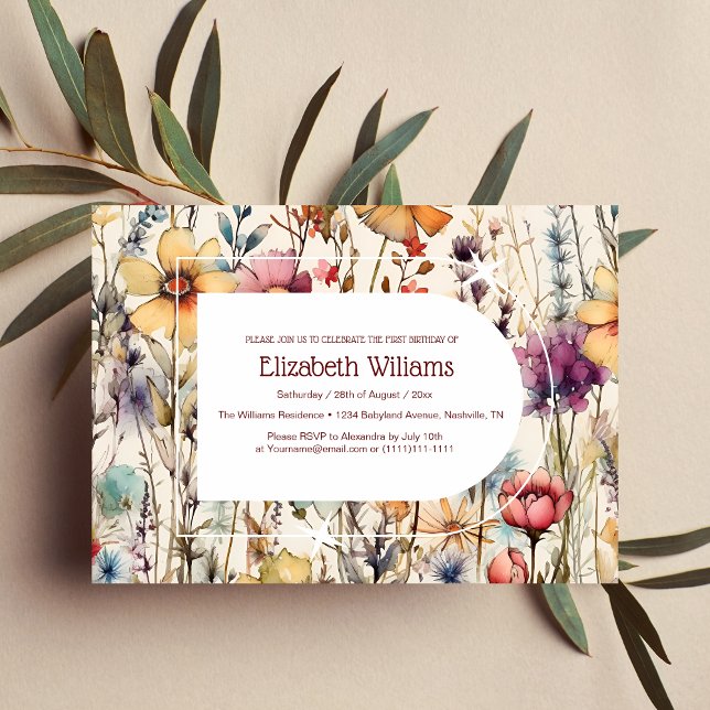 Boho Botanical Watercolor Wildflowers Baby Shower  Invitation (Creator Uploaded)