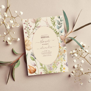 Boho Botanical Watercolor Wildflowers Wedding Invitation