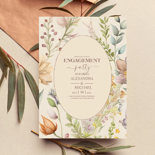 Boho Botanical Watercolor Wildflowers Wedding Invitation