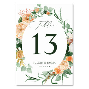 Boho Botanical White Greenery Floral Personalised Table Number