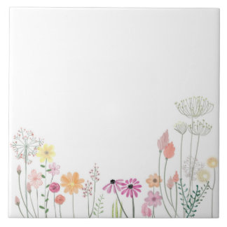 Boho Botanical Wildflower Ceramic Tile