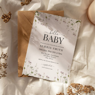 Boho Botanical Wildflower Floral Baby Shower Invitation