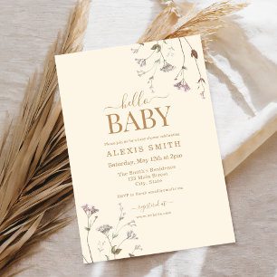 Boho Botanical Wildflower Floral Baby Shower Invitation