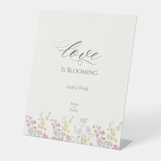 Boho Botanical Wildflower Wedding table top sign (Front)