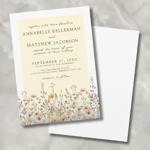 Boho Botanical Wildflower Yellow Floral Wedding Invitation