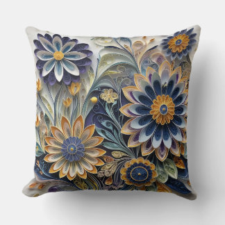 Boho Botanical Zentangle Floral  Cushion