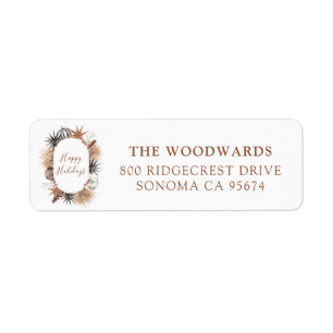Boho Botanicals Christmas Return Address Label