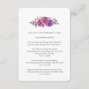 Boho Botanicals Guest Information Cards