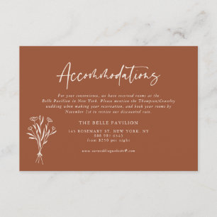 Boho Botanicals Terracotta Wedding Accommodations Enclosure Card