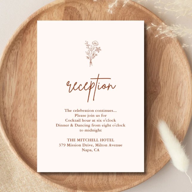 Boho Botanicals Terracotta Wedding Reception Enclosure Card (Creator Uploaded)