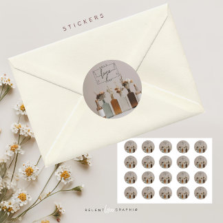 Boho Bottles | Flowers | Aesthetic Classic Round Sticker