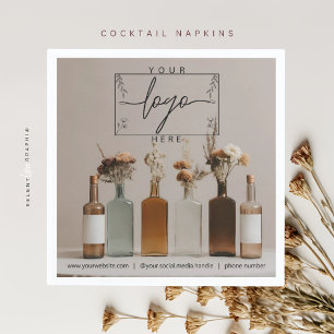 Boho Bottles Flowers Aesthetic Cocktail Napkin