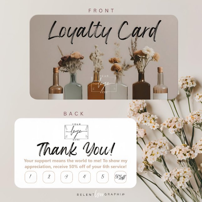 Boho Bottles | Flowers | Aesthetic | Loyalty Card (Creator Uploaded)